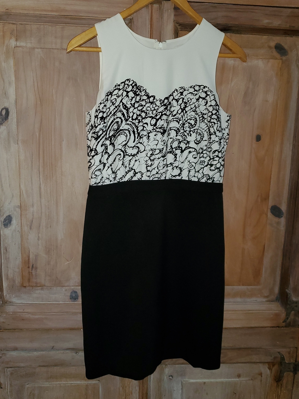 Ann Taylor Loft Black and White Sheath Dress 4P 4 Petite